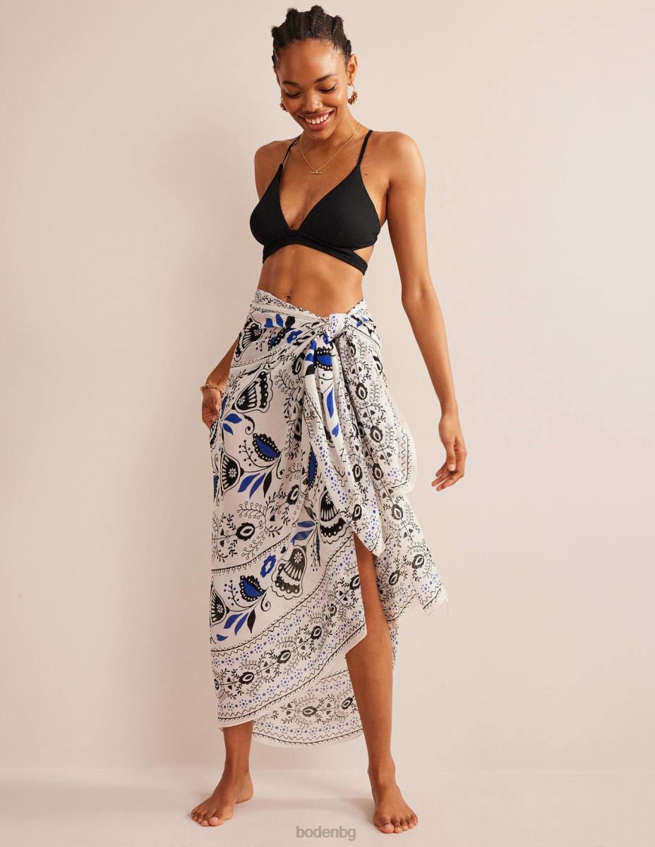 аксесоар Boden щампован саронг шал цвят на слонова кост и милос Жени LL682322