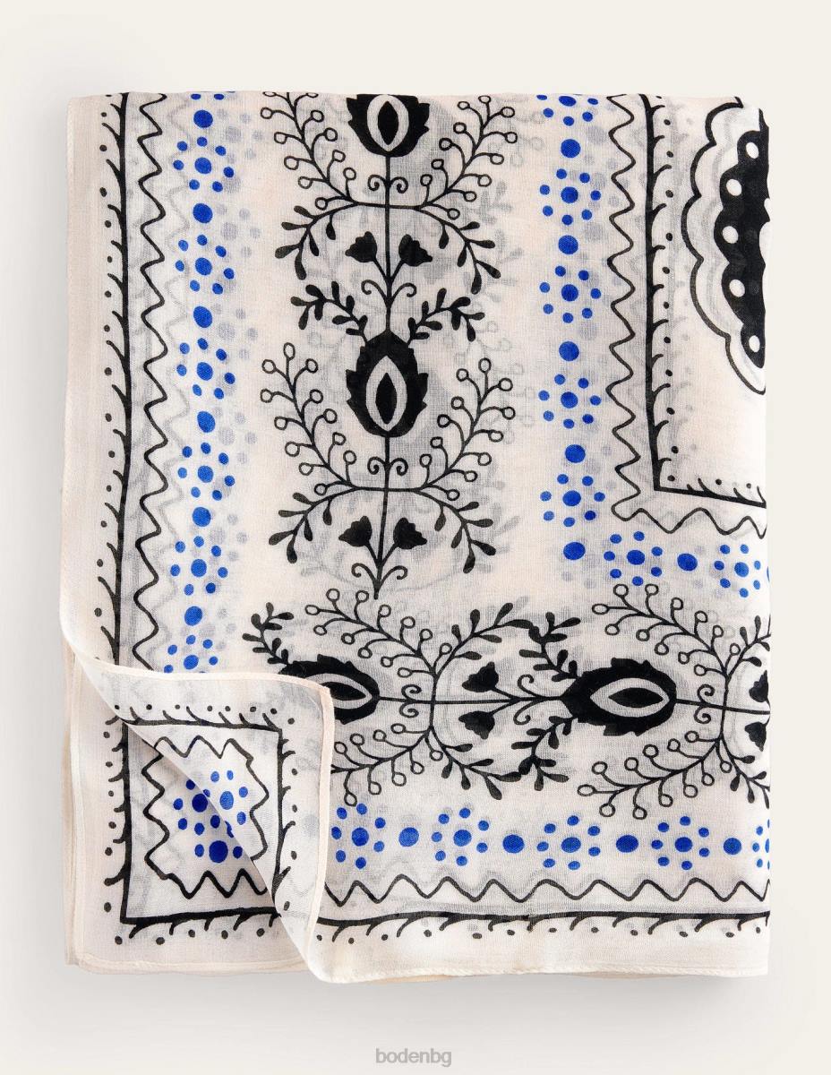 аксесоар Boden щампован саронг шал цвят на слонова кост и милос Жени LL682322