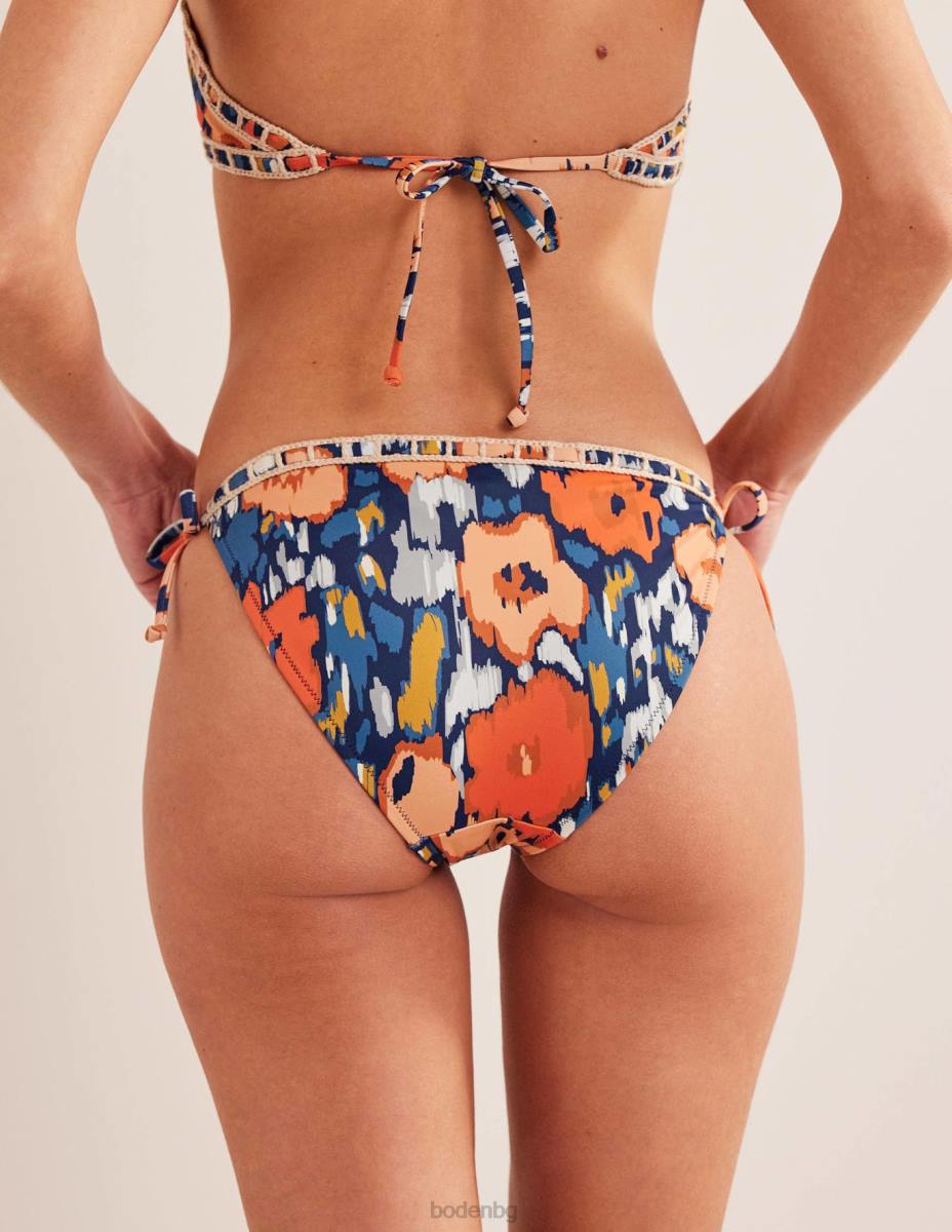 облекло Boden плетене на една кука тапицерия на бикини тъмносиньо и абстрактен мак Жени LL681031