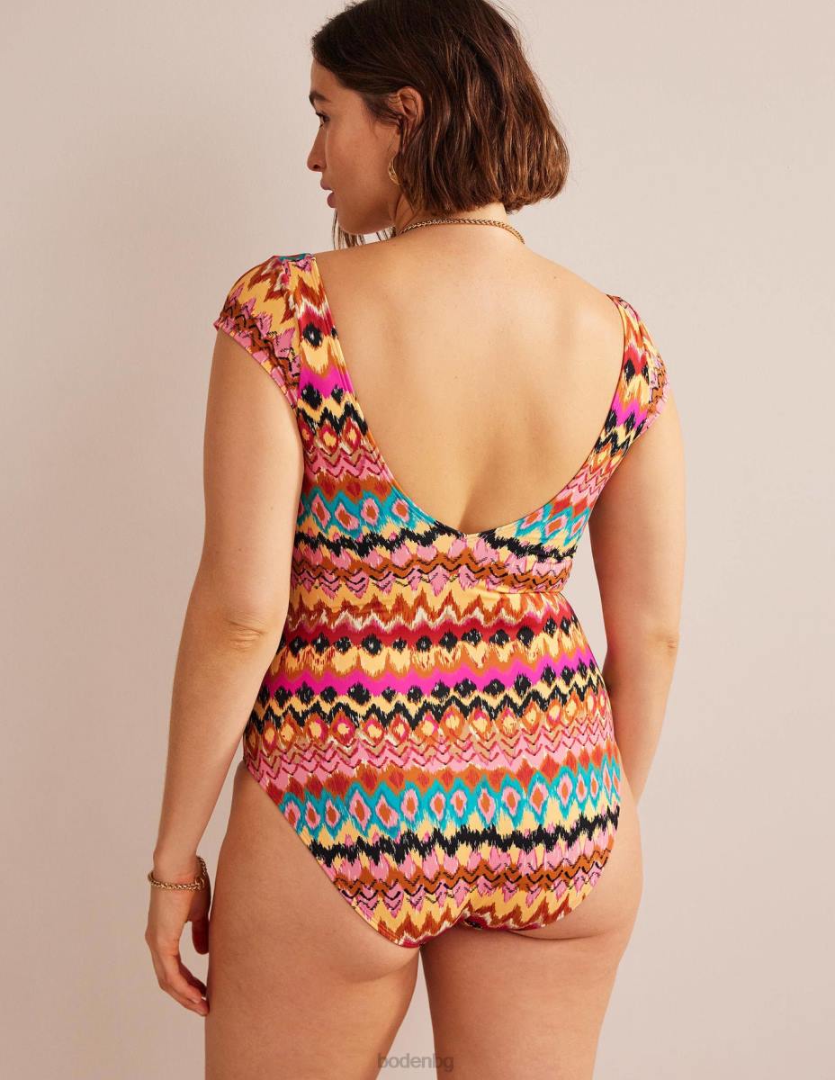 облекло Boden бански с капачка на ръкава и вратовръзка мулти икат Жени LL681118