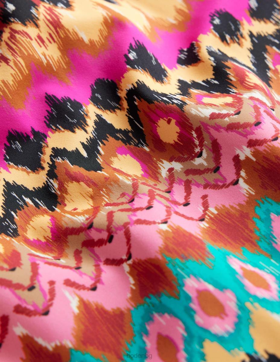 облекло Boden бански с капачка на ръкава и вратовръзка мулти икат Жени LL681118