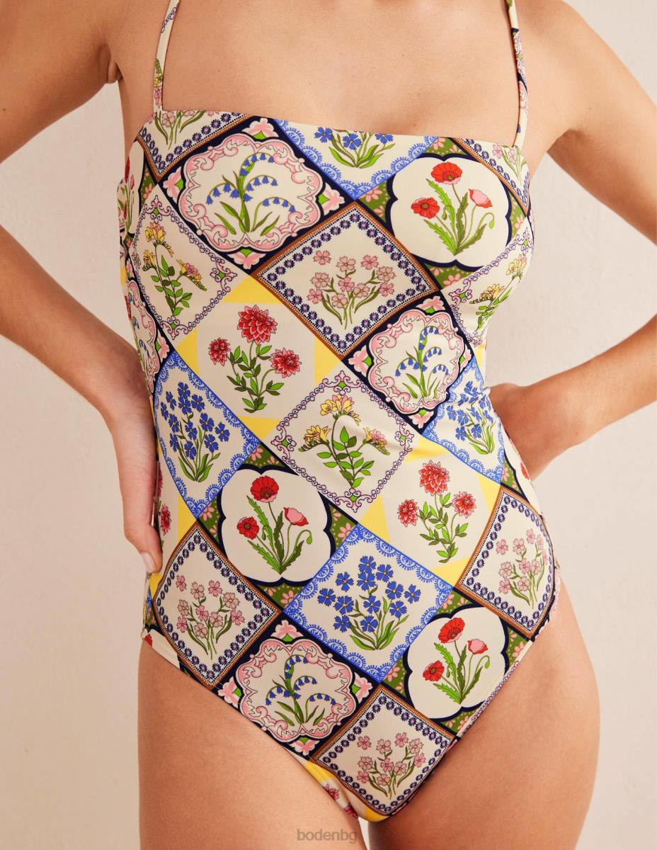 облекло Boden бански с тесни презрамки слонова кост и дива камбанка Жени LL681193