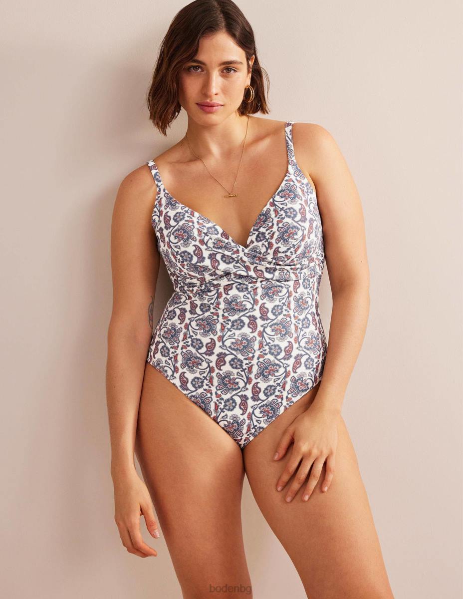 облекло Boden бански капри тип чашка слонова кост и син пейсли Жени LL681323