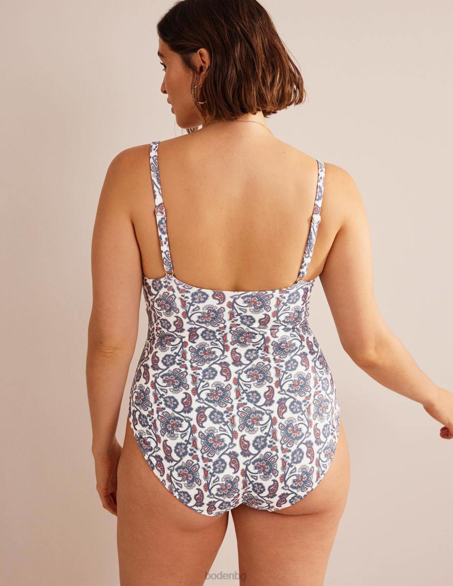 облекло Boden бански капри тип чашка слонова кост и син пейсли Жени LL681323