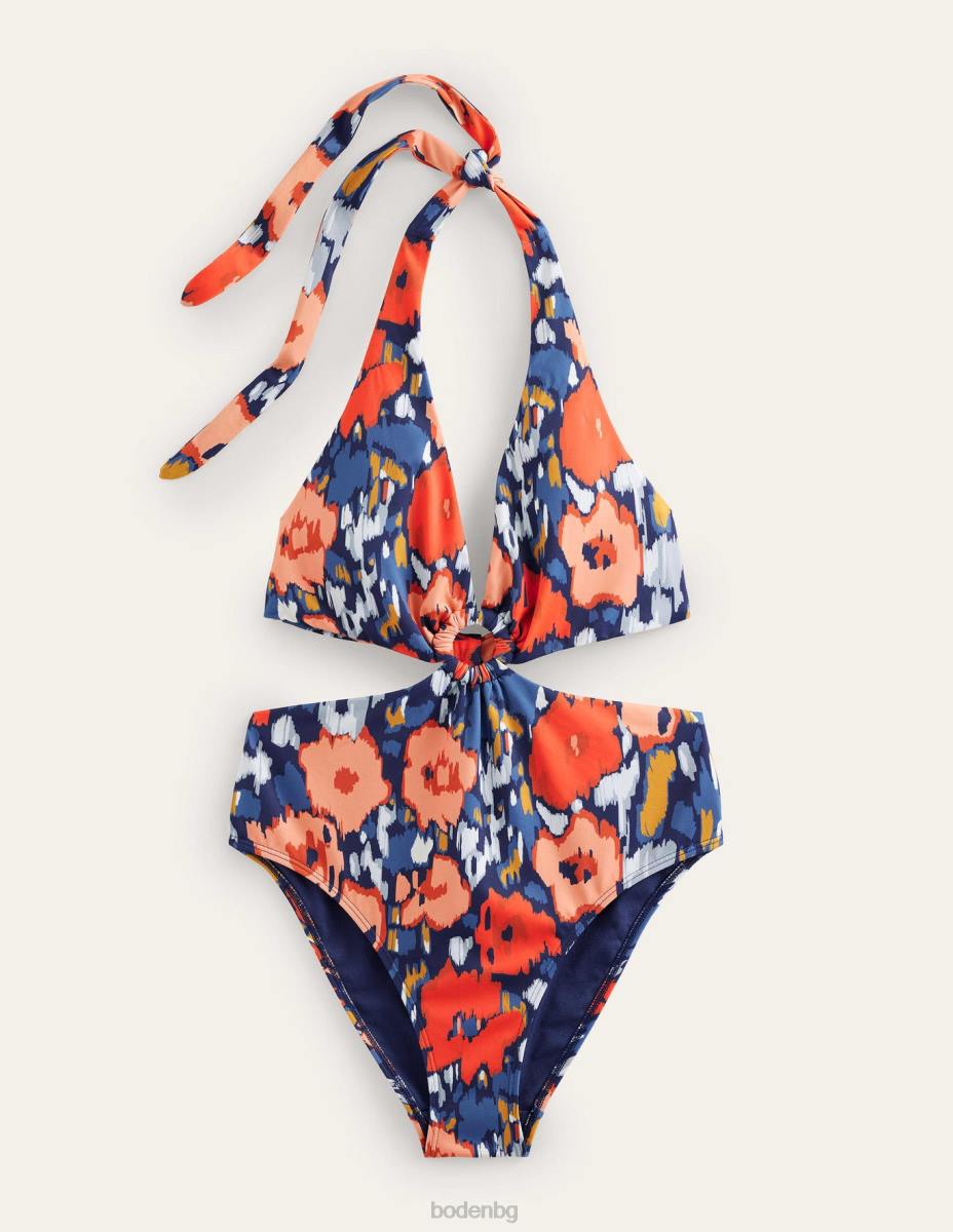 облекло Boden бански със смолисти пръстени тъмносиньо и абстрактен мак Жени LL681368