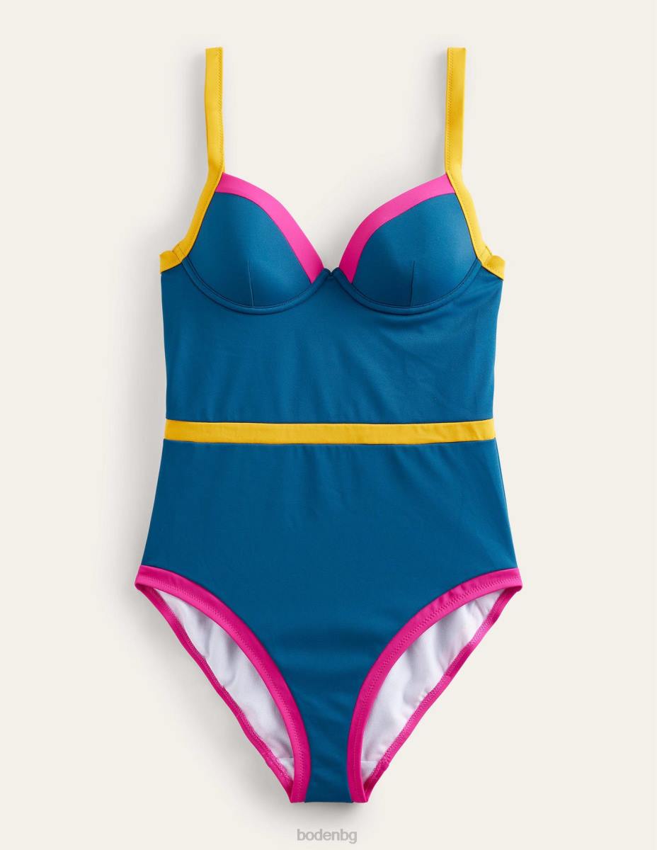 облекло Boden цветен поп размер бански костюм син и жълт цветен блок Жени LL681477