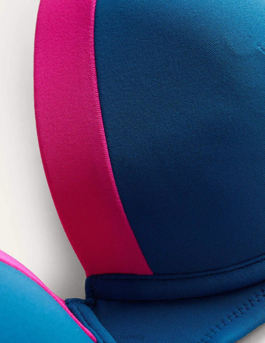 облекло Boden облицовано горнище на бикини с размер чашка син и жълт цветен блок Жени LL681619