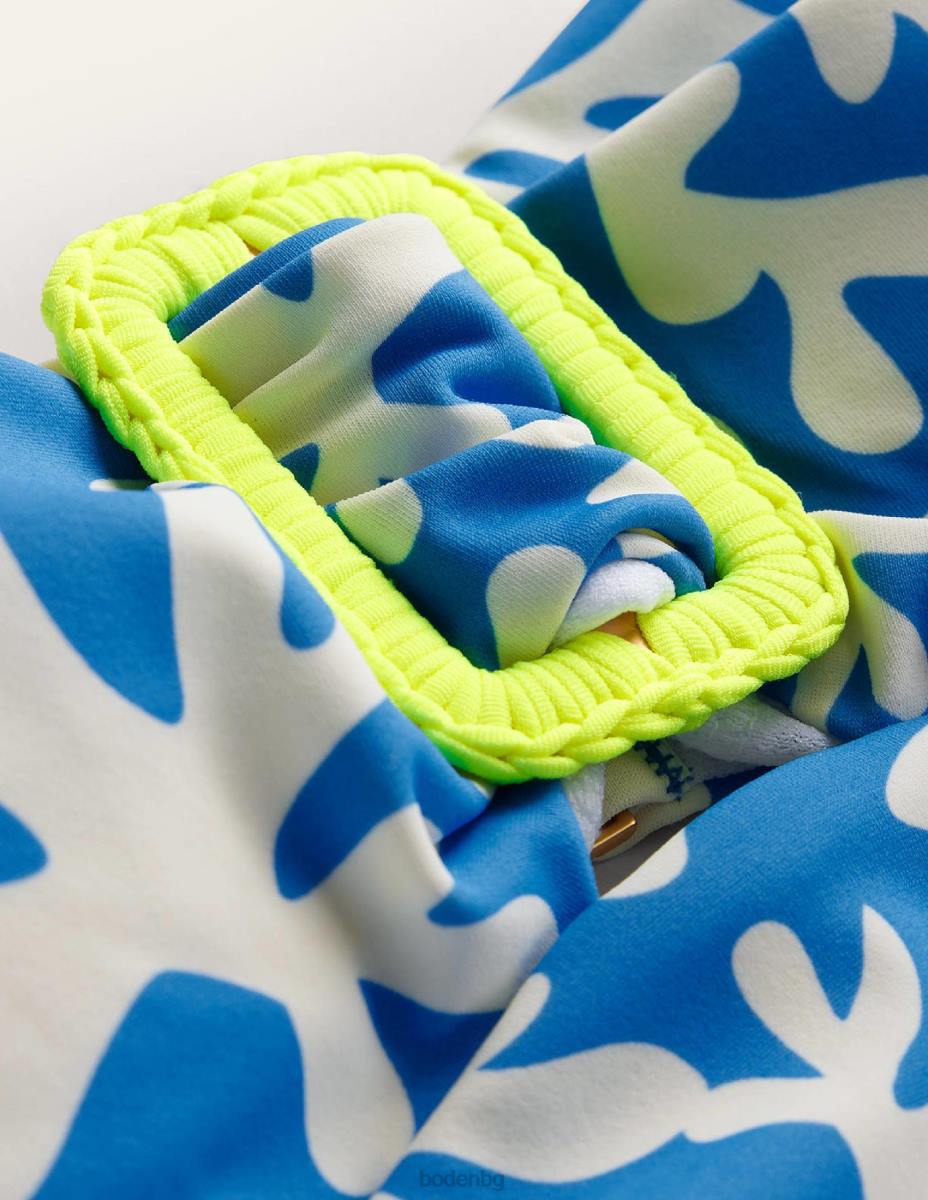 облекло Boden бански бандо с катарама синя и абстрактна зеленина Жени LL681794