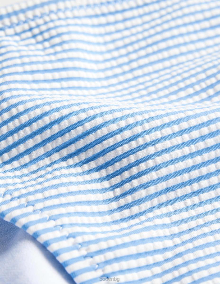 облекло Boden долнище на бикини с текстуриран шнур синя и слонова кост ивица Жени LL681954