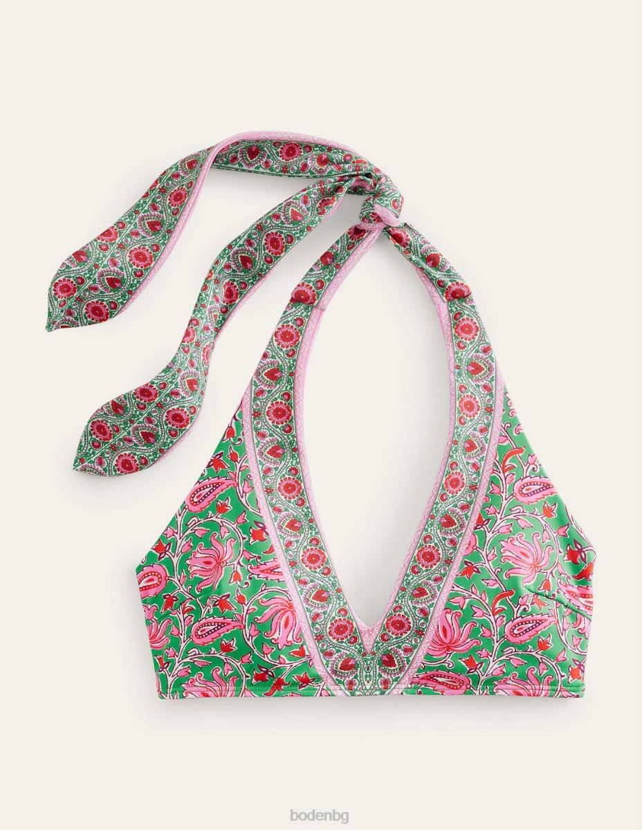 облекло Boden лък рамо бикини горнище липа и ботаническа лоза Жени LL681963