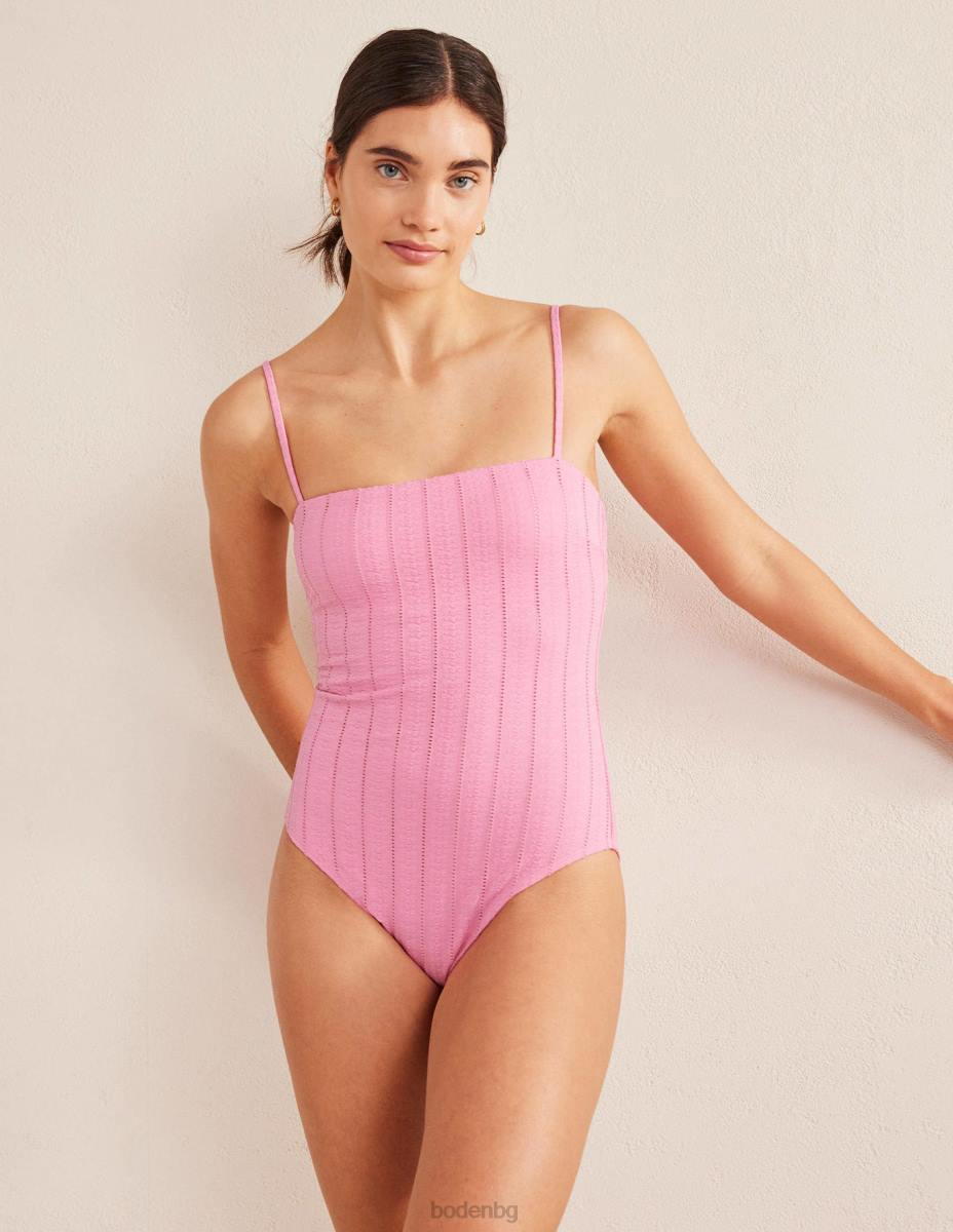 облекло Boden бански с тесни презрамки розова текстура на захарен конец Жени LL682081