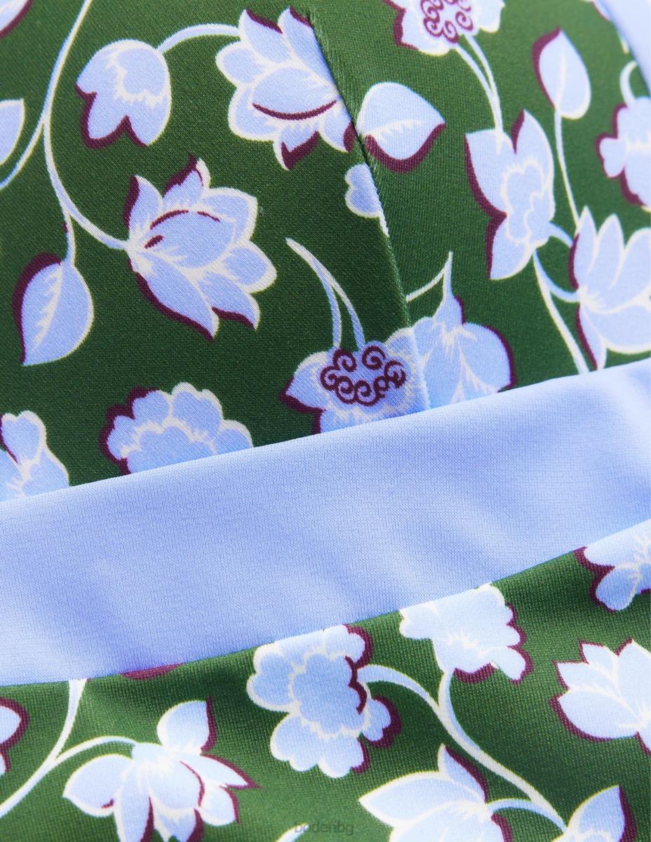 облекло Boden триъгълен бански костюм зимно зелено и синьо на цветя Жени LL68221