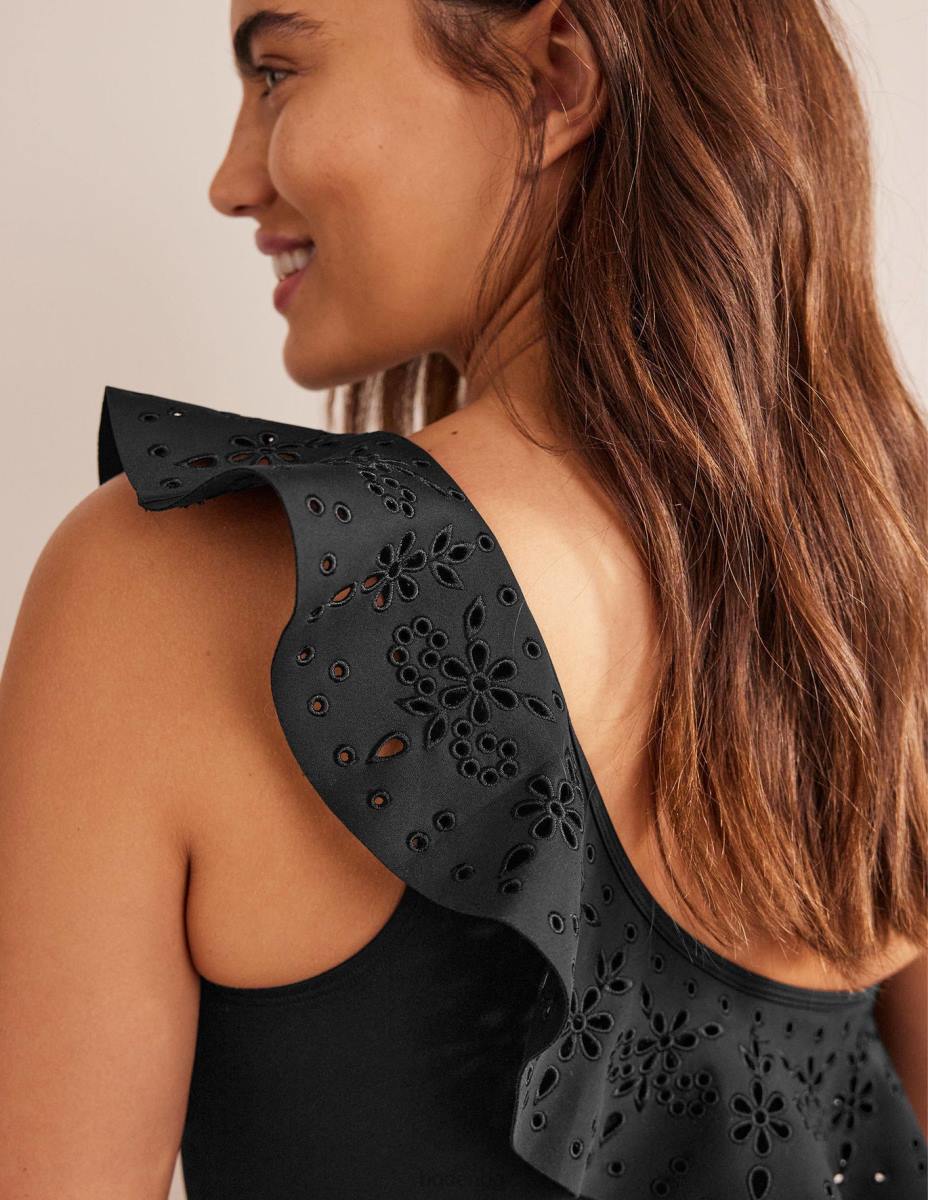 облекло Boden бански с волани на едно рамо черен Жени LL682437