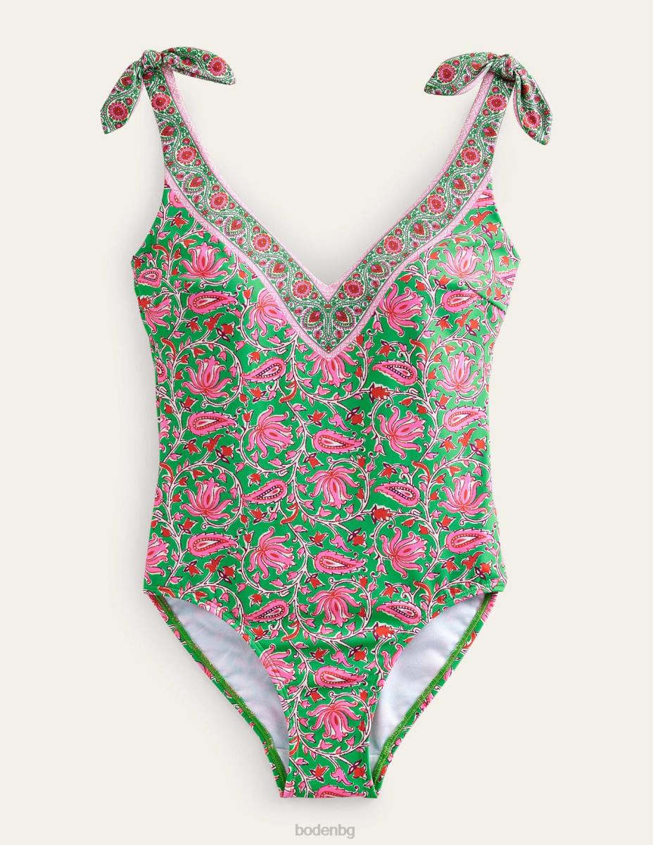 облекло Boden бански костюм с лък рамо липа и ботаническа лоза Жени LL68243