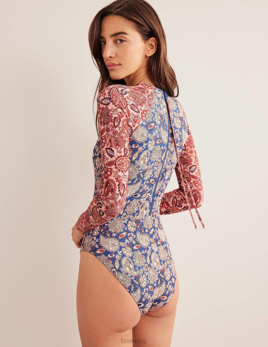 облекло Boden бански с щампа с дълъг ръкав истинска морска и пейсли тераса Жени LL682482