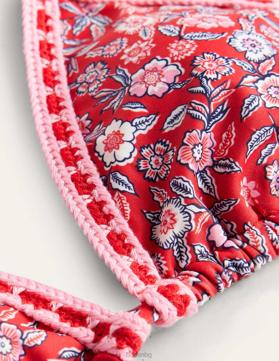 облекло Boden горна част на бикини с триъгълник на една кука цъфтеж на коледна звезда и теменуга Жени LL682570