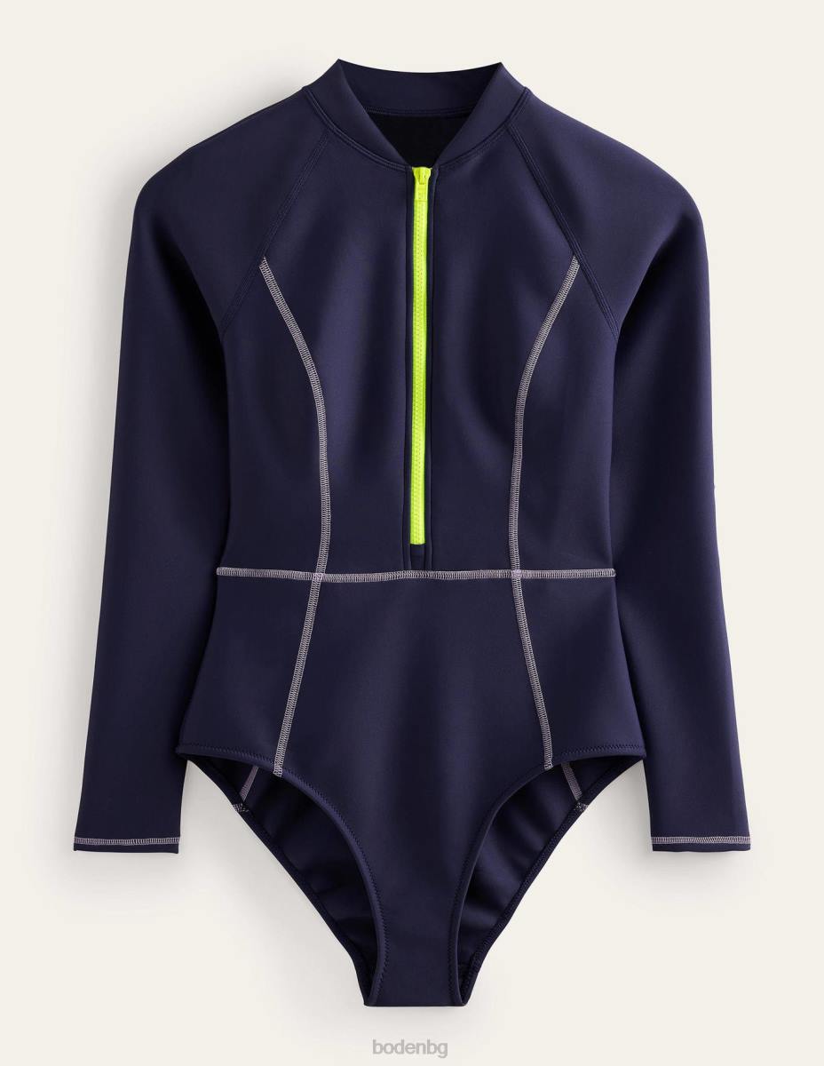 облекло Boden неопренов бански с дълъг ръкав военноморски флот Жени LL682581