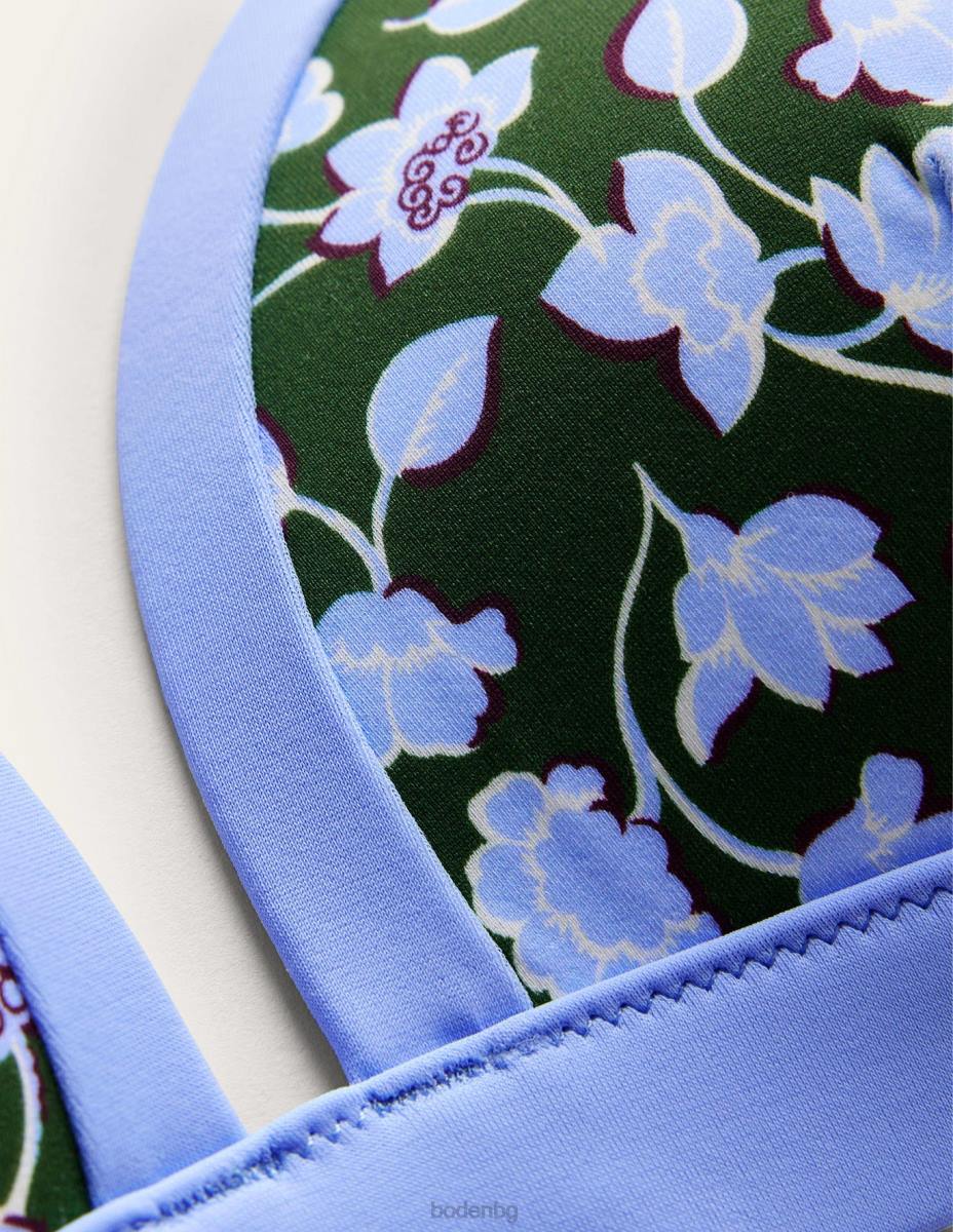 облекло Boden горна част на бикини с триъгълни панели зимно зелено и синьо на цветя Жени LL68265