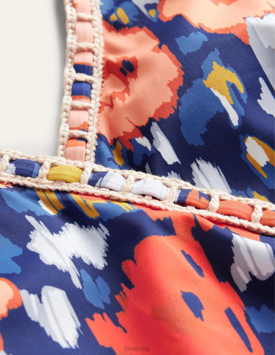 облекло Boden бански с плетене на една кука тъмносиньо и абстрактен мак Жени LL68983