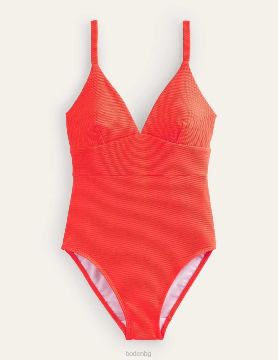 облекло Boden бански костюм arezzo с v-образно деколте коралова текстура Жени LL681442