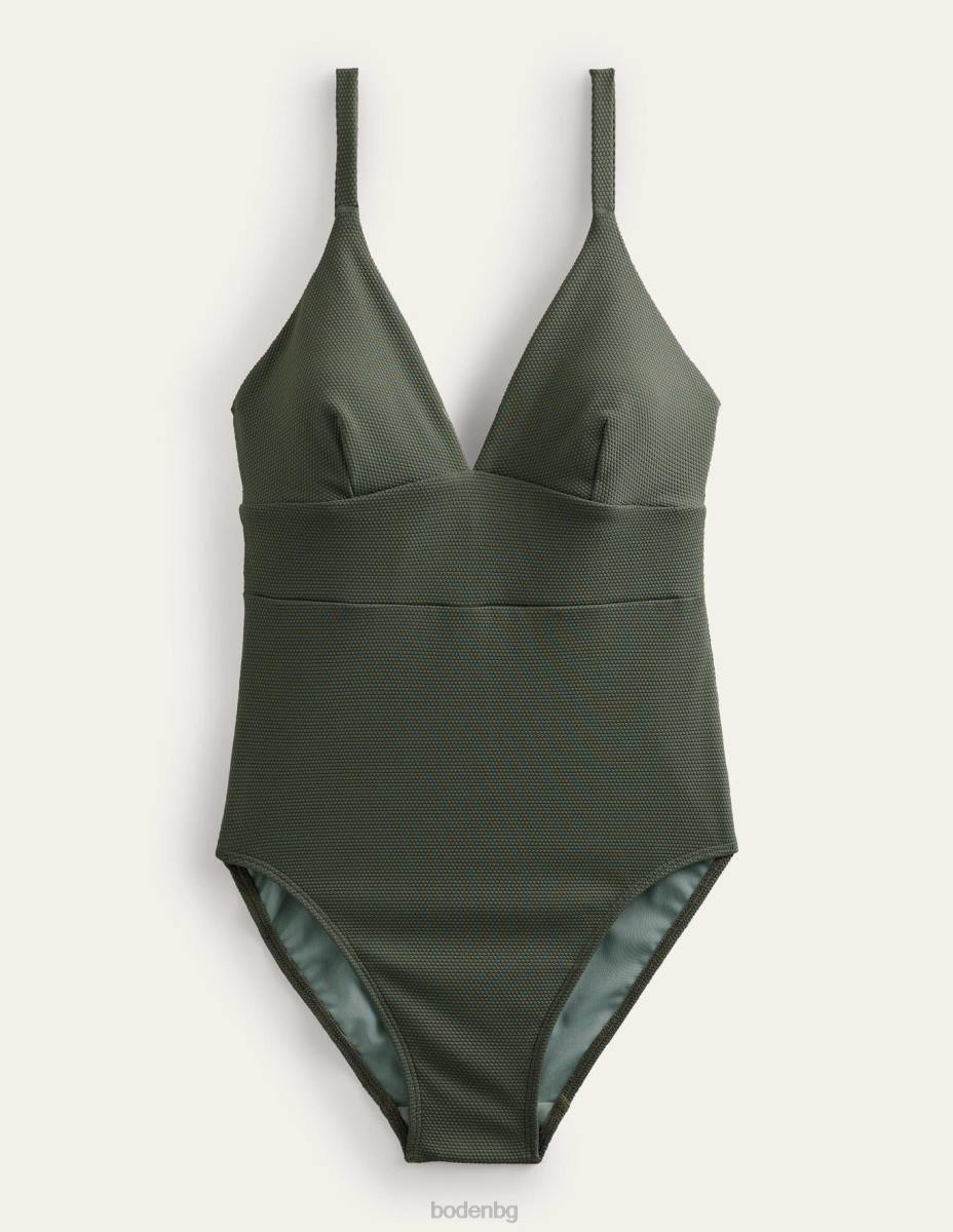 облекло Boden бански костюм arezzo с v-образно деколте каки текстура Жени LL682484