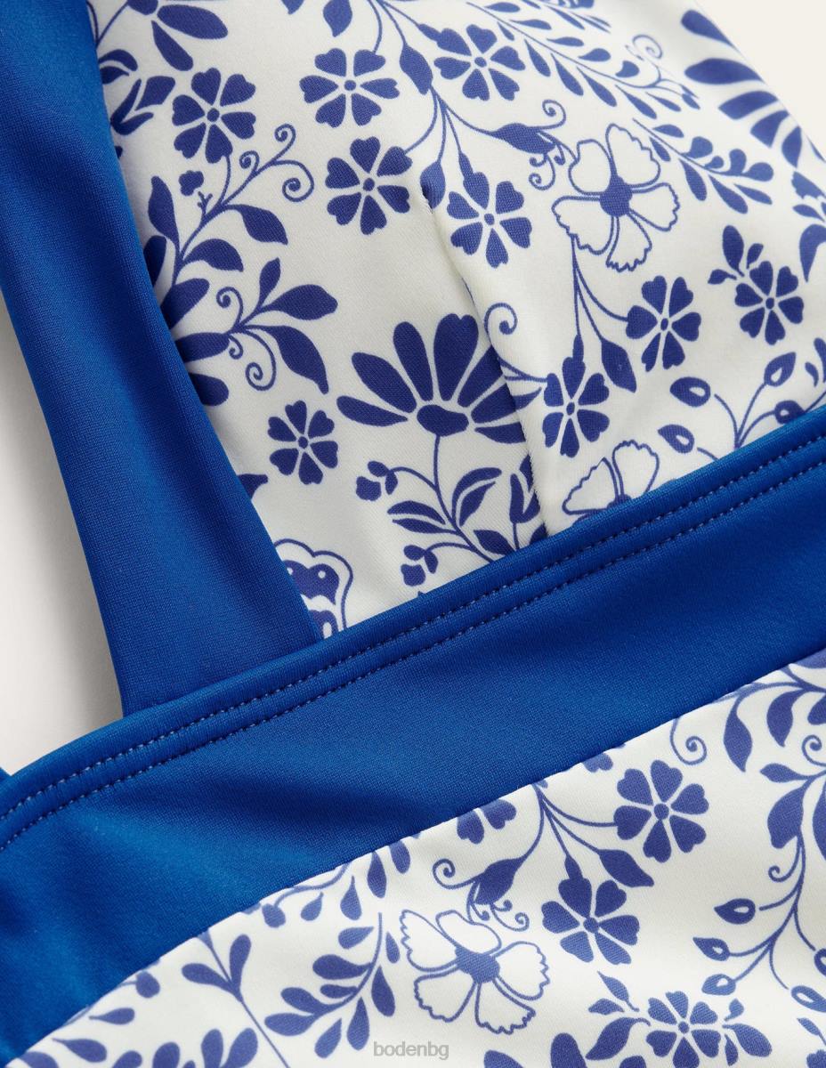 облекло Boden бански костюм с халтер ithaca слонова кост и езерно синя гардения Жени LL681079