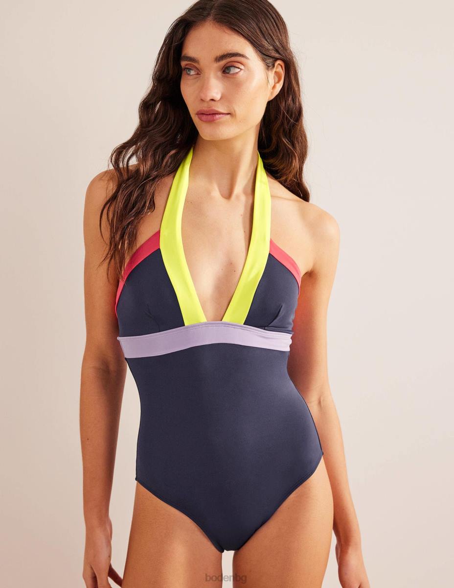 облекло Boden бански костюм с халтер ithaca тъмносин и киселинно жълт цвят Жени LL681590