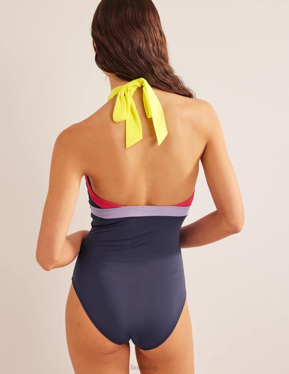 облекло Boden бански костюм с халтер ithaca тъмносин и киселинно жълт цвят Жени LL681590