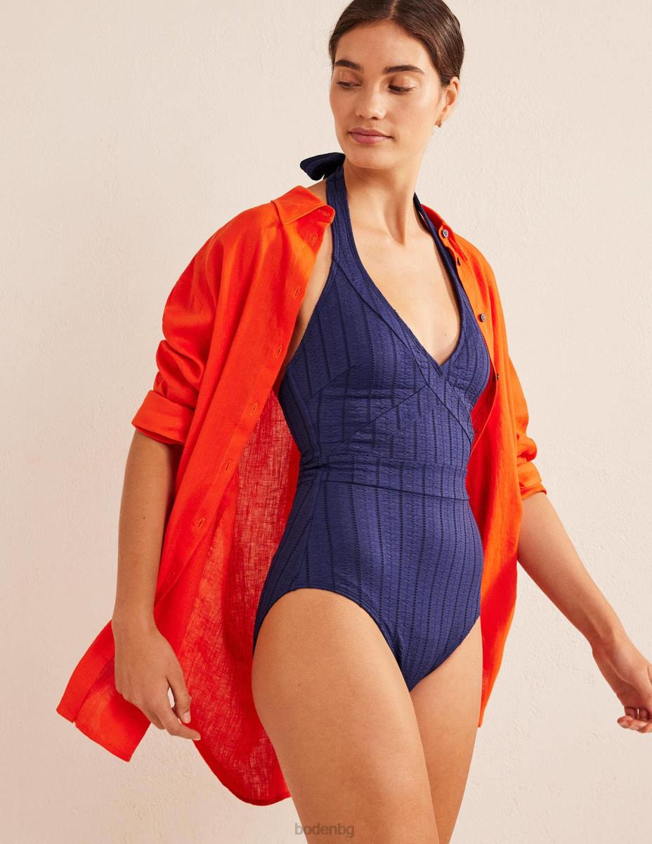 облекло Boden бански kefalonia с деколте текстура на френския флот Жени LL681472