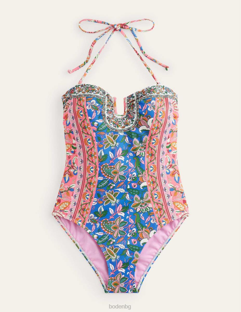 облекло Boden u-bar бански костюм с деколте делфт и пейсли лоза Жени LL681005