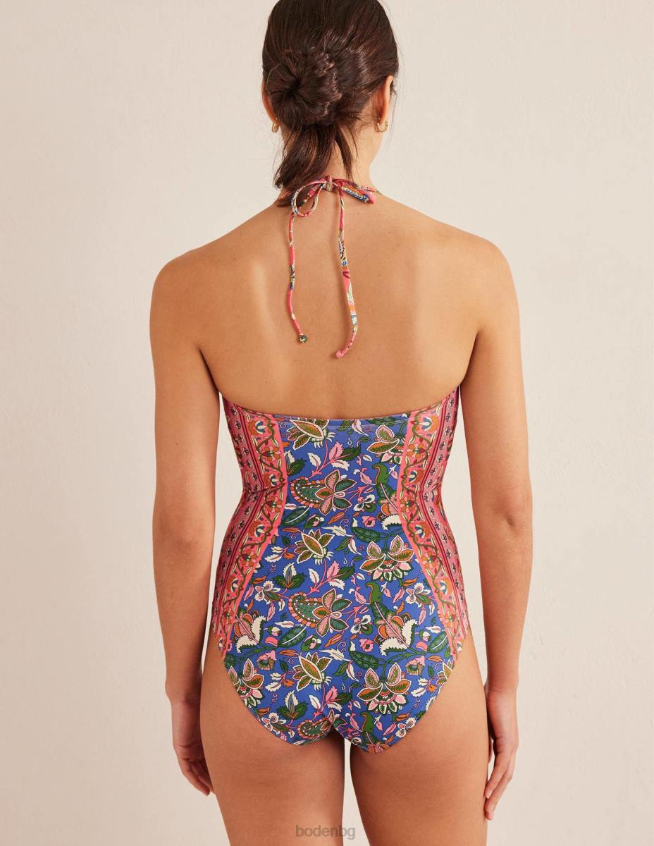 облекло Boden u-bar бански костюм с деколте делфт и пейсли лоза Жени LL681005