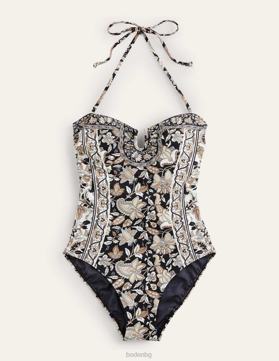 облекло Boden u-bar бански костюм с деколте нерон и пейсли лоза Жени LL681313