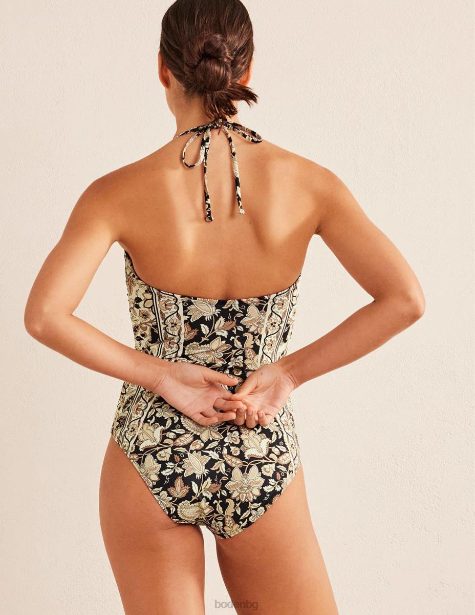 облекло Boden u-bar бански костюм с деколте нерон и пейсли лоза Жени LL681313