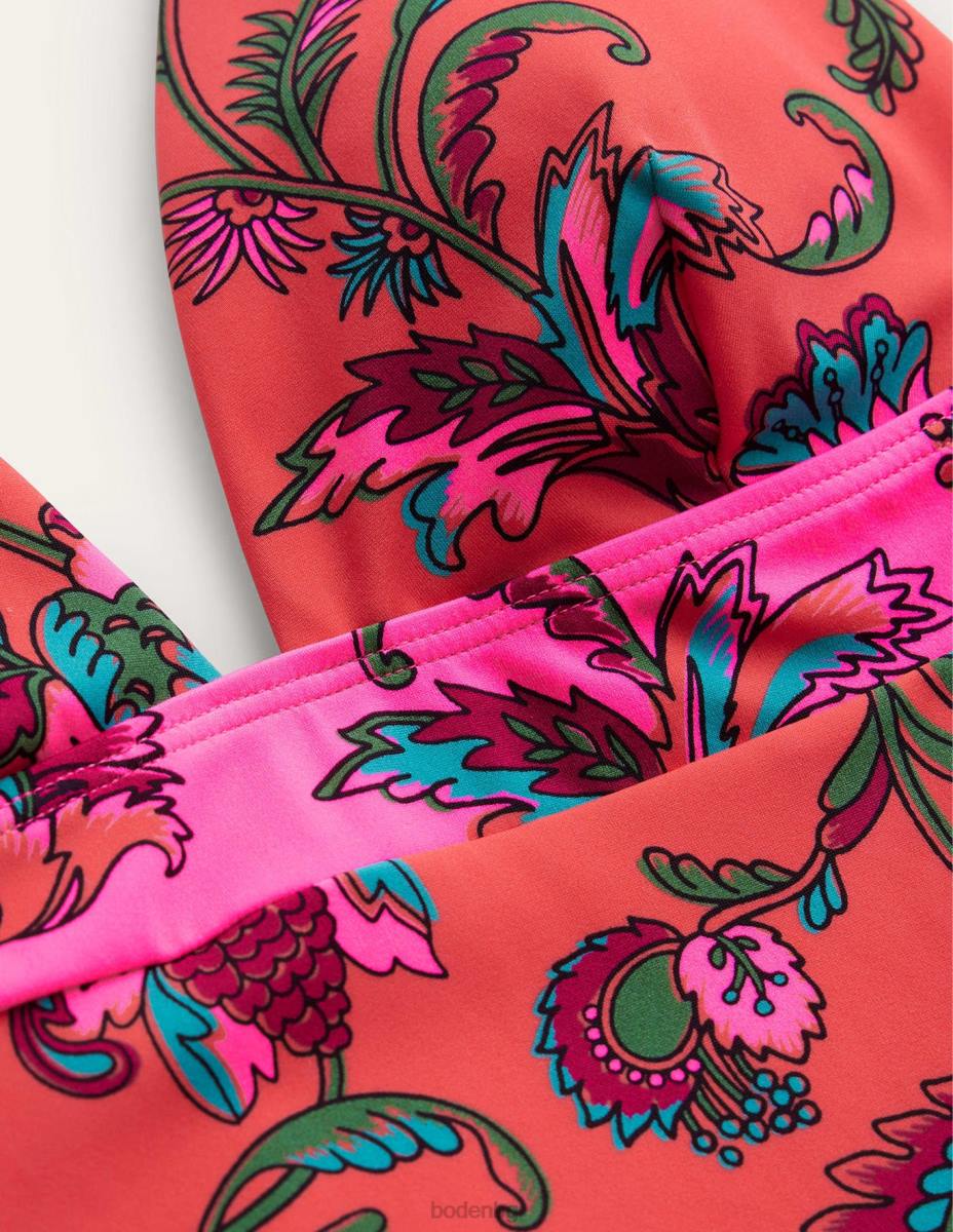 облекло Boden бански костюм с v-образно деколте подправка розово флорално Жени LL681425