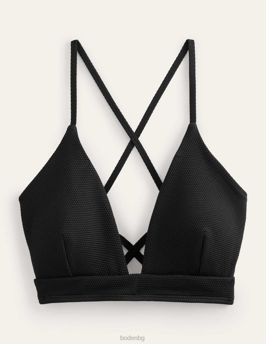 облекло Boden горна част на бикини с v-образно деколте черна и текстура на пчелна пита Жени LL681951