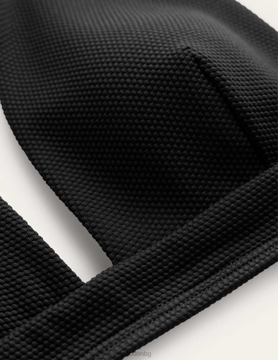 облекло Boden горна част на бикини с v-образно деколте черна и текстура на пчелна пита Жени LL681951