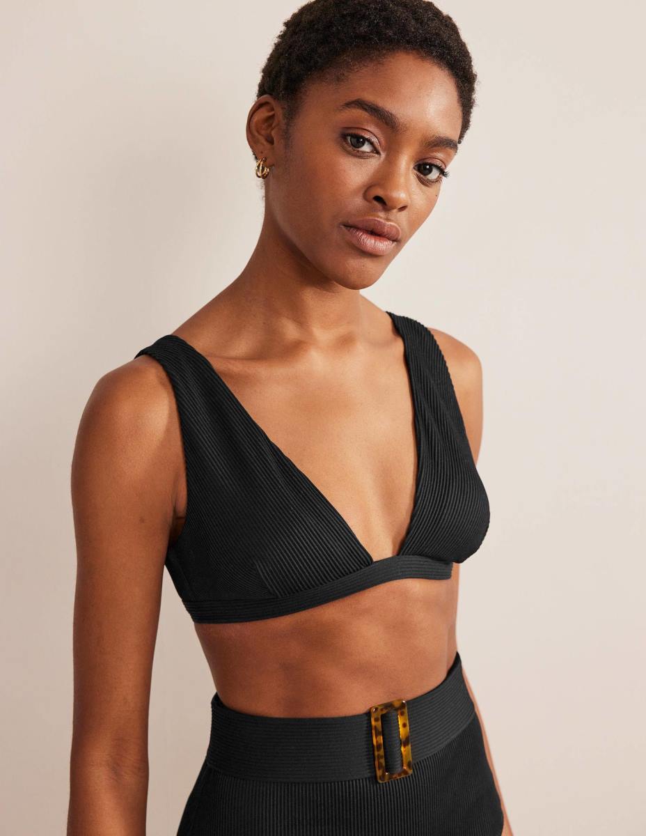 облекло Boden оребрено бикини с v-образно деколте черен Жени LL68299