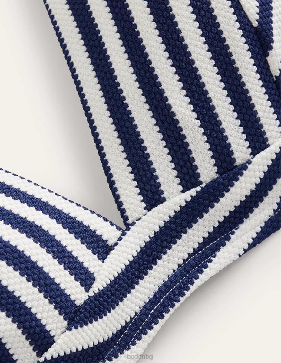 облекло Boden бикини с v-образно деколте arezzo ивица с текстура в синьо и слонова кост Жени LL68268