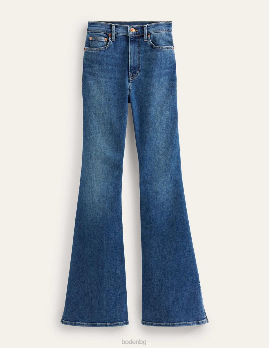 облекло Boden разкроени дънки с висока талия индиго Жени LL681769