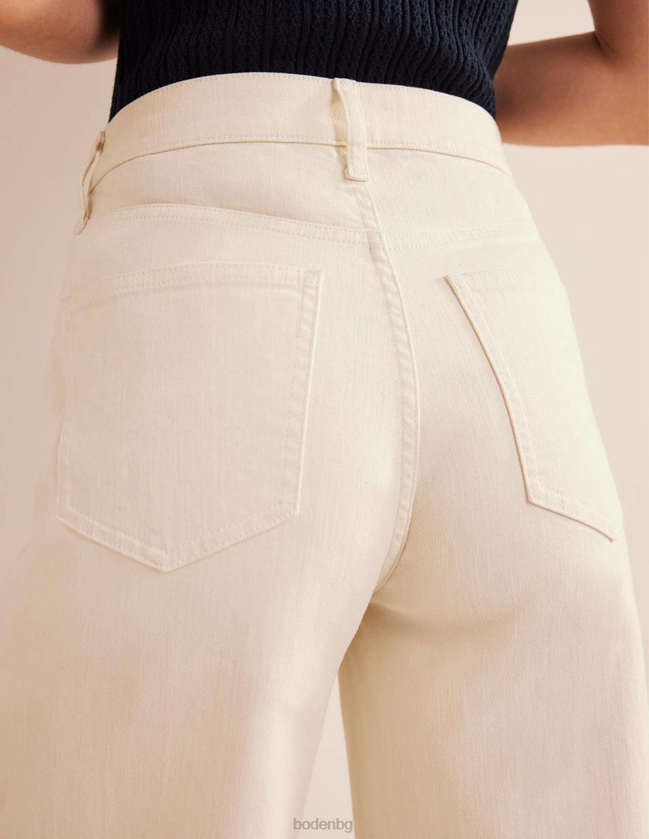 облекло Boden широки дънки с висока талия екрю Жени LL68657