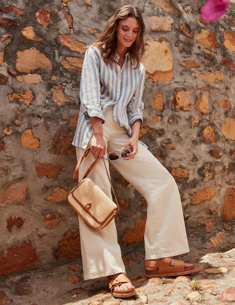 облекло Boden широки дънки с висока талия екрю Жени LL68657