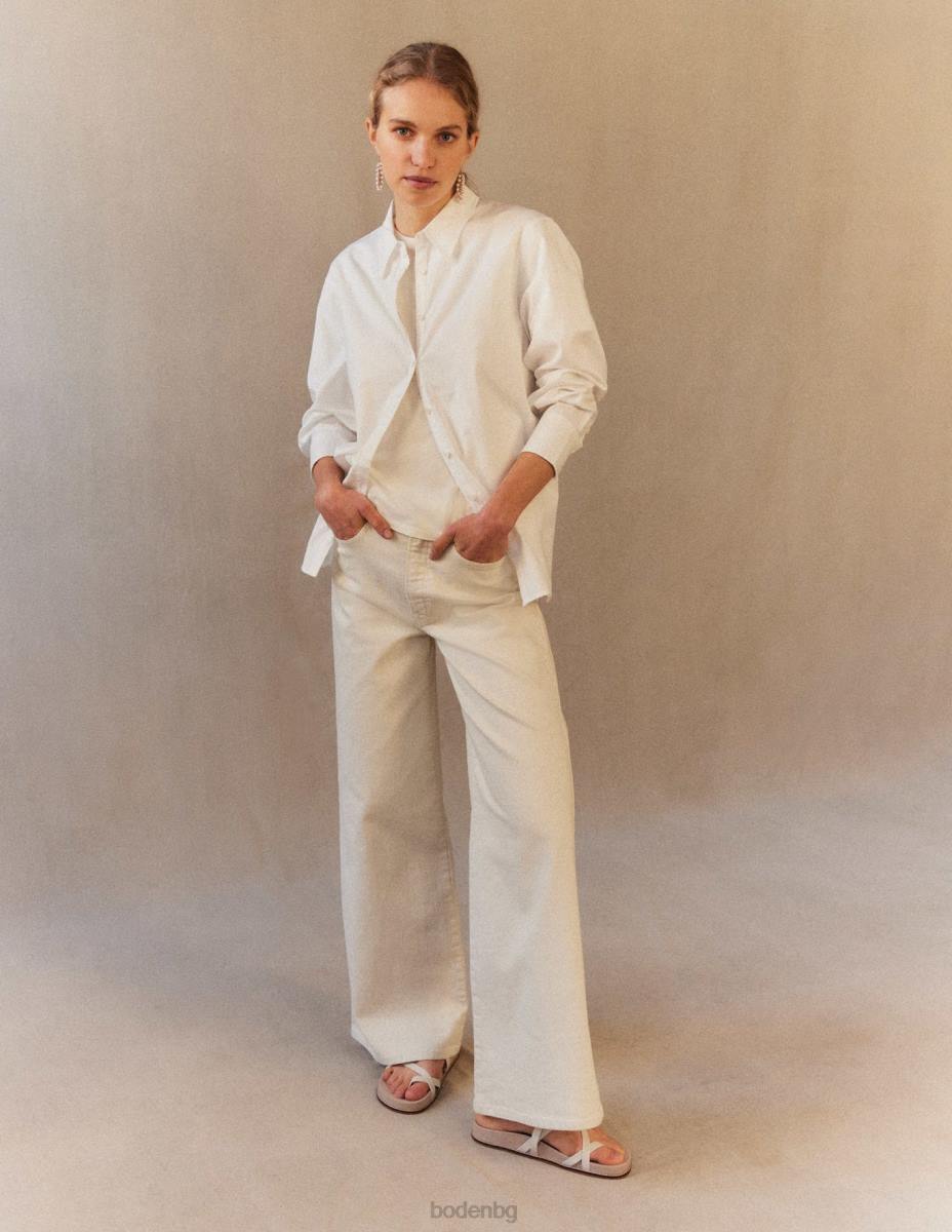 облекло Boden широки дънки с висока талия екрю Жени LL68657