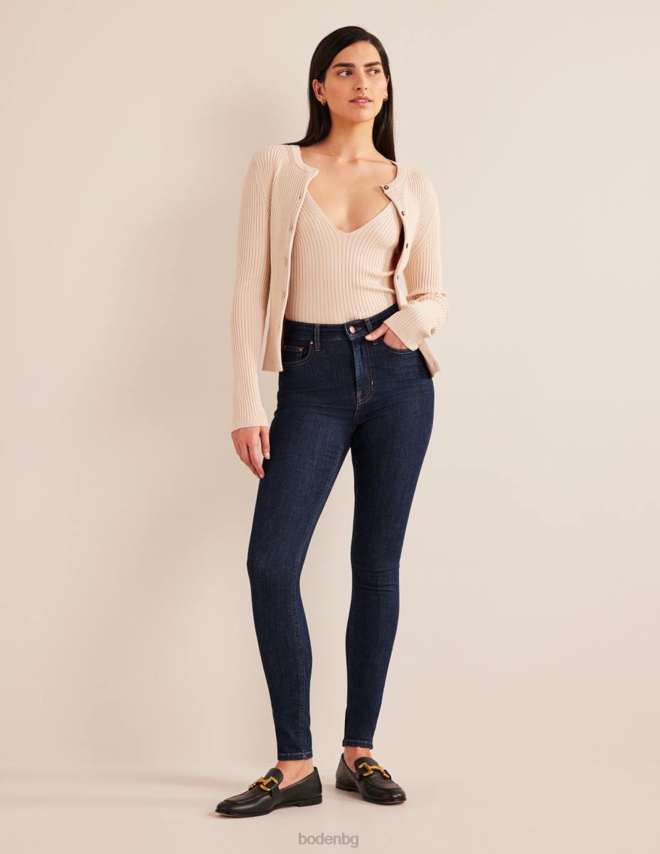 облекло Boden тесни дънки с висока талия индиго Жени LL68666