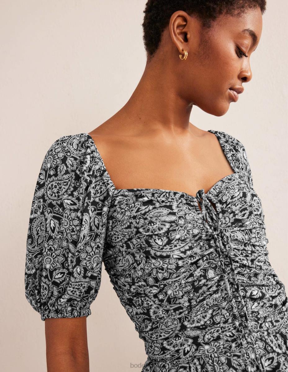 облекло Boden гащеризон с вратовръзка и ключалка черна и пейсли тераса Жени LL681334