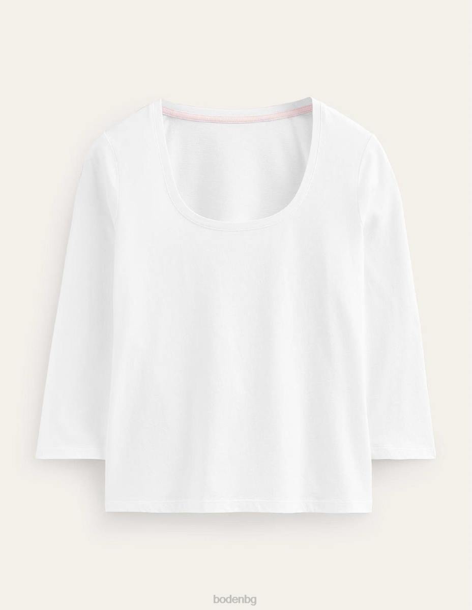 облекло Boden Горна част с 3/4 ръкав и деколте бяло Жени LL68186