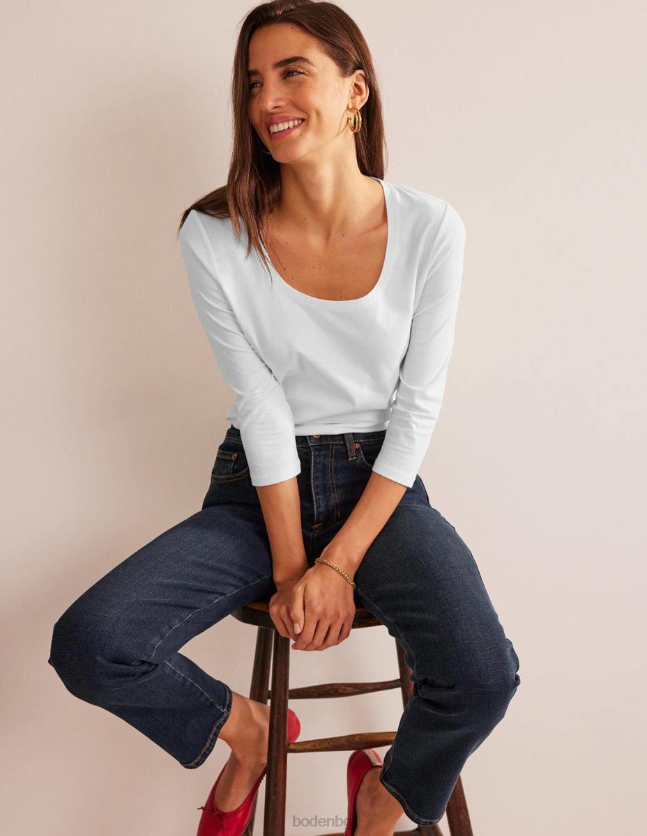 облекло Boden Горна част с 3/4 ръкав и деколте бяло Жени LL68186