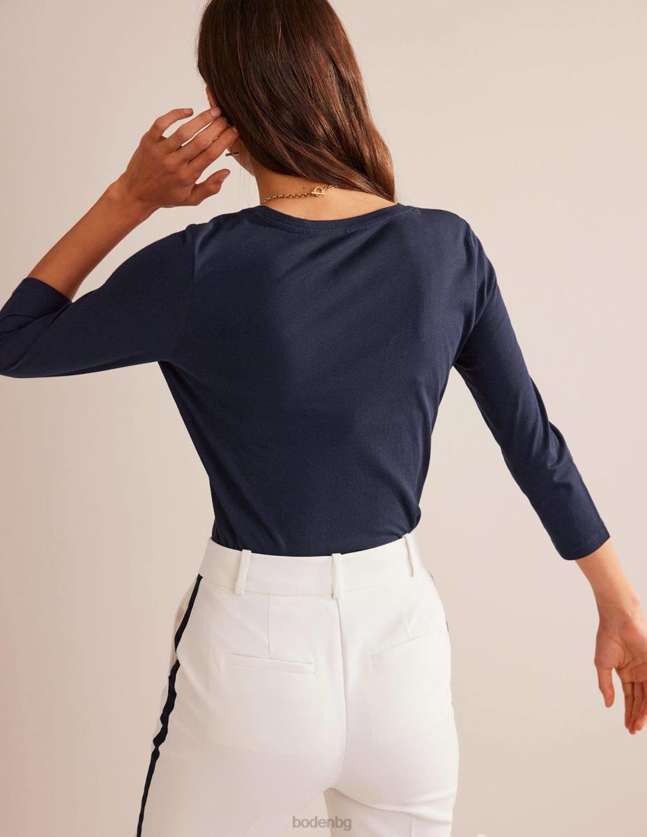 облекло Boden Горна част с 3/4 ръкав и деколте военноморски флот Жени LL68187