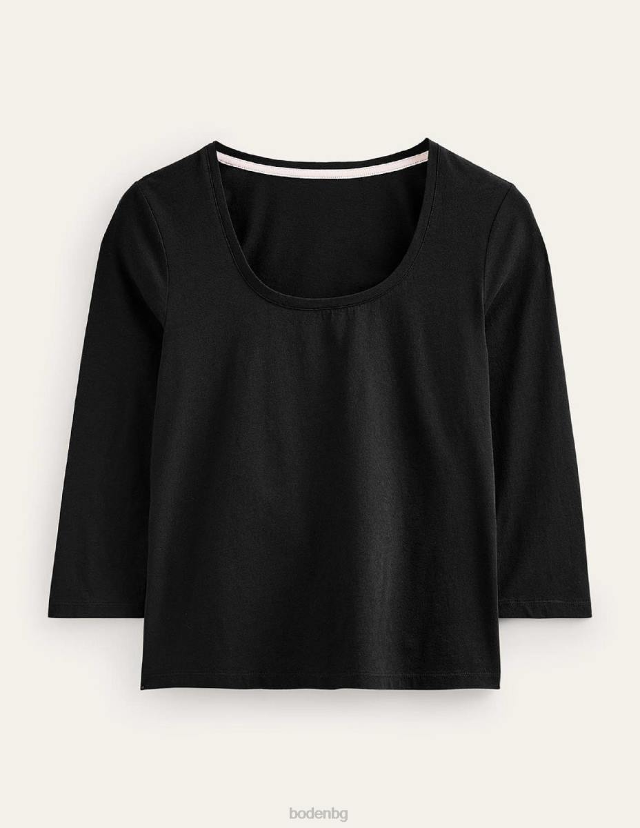 облекло Boden Горна част с 3/4 ръкав и деколте черен Жени LL68189