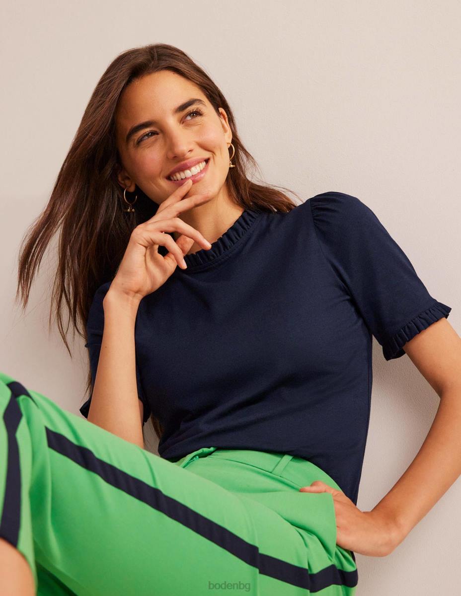 облекло Boden супер мека тениска с волани военноморски флот Жени LL68101