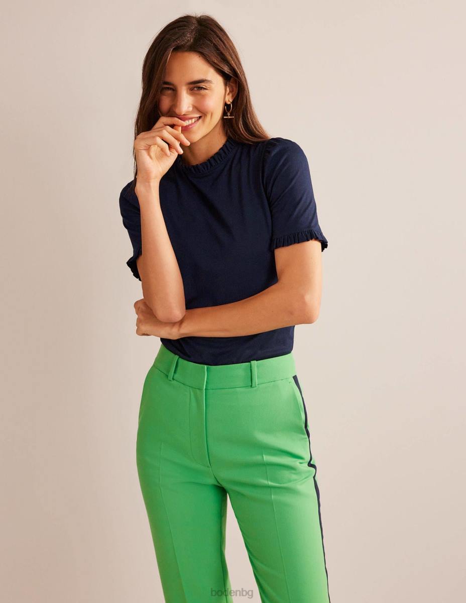 облекло Boden супер мека тениска с волани военноморски флот Жени LL68101